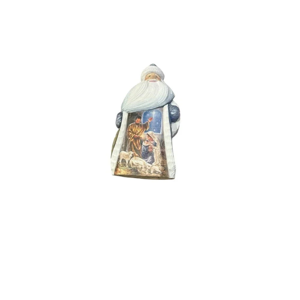 Glory to God Santa Hand-Painted WOODCARVED Figurine by D. Gelsinger Nativity Hol